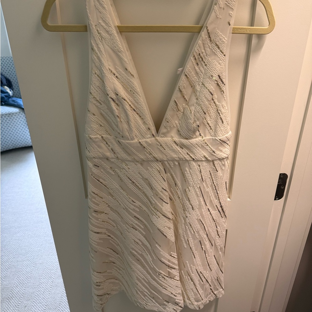 BCBGeneration Cream Backless Dress